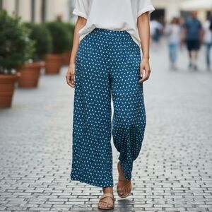 Torrid Blue Paisley Wide Leg Pants 3XL Boho Casual Relaxed Minimalist Aesthetic